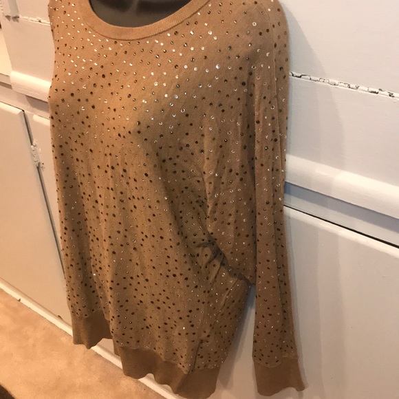 I.N.C Tan Rhinestone Long-sleeve Sweater SZ XL - Picture 3 of 7